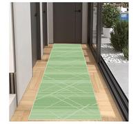 BORKOY Alfombra de Pasillo Larga 80x500 cm - Lavable en Lavadora, Antideslizante,Pelo Corto - Verde Claro - Estilo Contemporáneo con Motivos - para Escaleras Comedor Salón Comedor Dormitorio