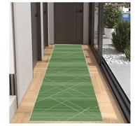 BORKOY Alfombra de Pasillo Larga 80x500 cm - Lavable en Lavadora, Antideslizante, Pelo Corto - Verde - Estilo Contemporáneo con Motivos Geométricos - para Escaleras Comedor Salón Comedor Dormitorio