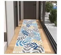 BORKOY Alfombra de Pasillo Lavable Lavadora con Hojas, de Pelo Corto, Vintage, Azul,50x80cm,Alfombras Cocina Antideslizante,Fina, para Puentes Dormitorio salón Pasillo Entrada Pie de Cama