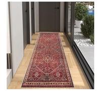 BORKOY Alfombra Pasillo Larga 40x120cm Rojo Antideslizante y Lavable Alfombra Corredor Vintage Estilo Alfombras de Pasillo para Sala Cocina Comedor Entrada Alfombra de Área Suave Microfibra