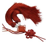 borla china, Colgante de seda de hielo suave y tersa con nudo chino de doble fleco, estilo antiguo y nacional, for coche e instrumento, borla colgante de espada de artes marciales de Tai Chi