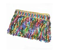 Borla de Lentejuelas arcoíris 16cm, Adorno Encaje con Cuentas étnicas for Coser Falda Baile, Accesorios decoración Cortinas DIY, 1/2/3 Piezas para Decoración(Color2,16cm-2pc)