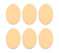 Borla de Maquillaje Ovalada Amarilla 6 Piezas, Poliuretano | Esponja Facial Hidrófila, Tacto Cómodo, Acabado Natural para Base y Polvos