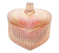 Borla de Polvo con Recipiente de Vidrio Dorado en Forma de Corazón | Estuche Compacto, Acabado Elegante y Tierno, Uso Portátil para Boda y Fiesta, Mantiene Orden y Limpieza