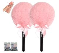 Borla de polvos sueltos antideslizante con mango largo: suave, agradable for la piel y portátil for rostro y cuerpo.(Pink*2)