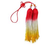 borlas, con Finos Hilos y Cuentas Blancas o Transparentes, Borla China con Flecos de púas for Espada Artes Marciales Tai Chi(Red+White+Yellow)