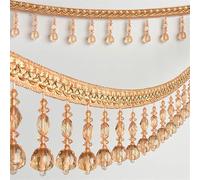 Borlas de cuentas de 1 metro for cortinas, manualidades, manteles y decoración. Elegantes cuentas colgantes de poliéster.(Rice Wine)