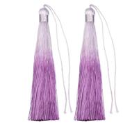 Borlas de Flecos 4 Uds. Borla de Seda poliéster 8/10/13cm Borla Color Degradado for Adorno Artesanal DIY Accesorios decoración Ropa y Cortina(Purple,13cm)