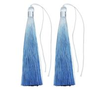 Borlas de Flecos 4 Uds. Borla de Seda poliéster 8/10/13cm Borla Color Degradado for Adorno Artesanal DIY Accesorios decoración Ropa y Cortina(Blue,8cm)