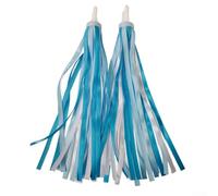 Borlas de manillar de bicicleta para niños, serpentinas coloridas, alambre de plástico elástico suave, fácil de instalar para niños, bicicletas, scooters, bicicletas de equilibrio, ligeras (azul)