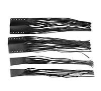 Borlas universales para empuñaduras de Motocicleta, Funda Envolvente con Flecos de Cuero sintético para la Palanca de Freno y Embrague, Cinta Decorativa para Manillar de Estilo (Negra)