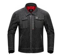 BORLENI Chaqueta Moto Hombre de Denim Chaquetas Reflectante con Bolsillos Protección CE Extraíble Transpirable para Primavera Otoño Negro (FR/ES, Letras, 3XL, Regular, Regular, negro)