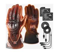 BORLENI Guantes Calefactables Moto 3000mAh Recargables, Impermeables Pantalla Táctil Hombre Mujer para Esquí, Ciclismo, Senderismo, Alpinismo, Calentador Eléctrico, Negro (Modelo Clásico, XL)
