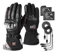 BORLENI Guantes Calefactables para Moto - Calentamiento Instantáneo, Impermeables, 2 Baterías 3000mAh, Doble Alimentación USB/Coche, Control Inteligente de Temperatura y Punta Táctil