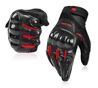 BORLENI Guantes de Moto Hombre Verano Transpirables Guante Moto de Cuero con Nudillos Completos Protección Almohadilla Pantalla Táctil para Off-Road Racing Ciclismo Actividades al Aire Libre