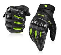 BORLENI Guantes de Moto Hombre Verano Transpirables Guante Moto de Cuero con Nudillos Completos Protección Almohadilla Pantalla Táctil para Off-Road Racing Ciclismo Actividades al Aire Libre