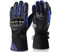 BORLENI Guantes Moto Invierno Hombre, Guantes de Moto Calientes con 3M, Impermeables Antiviento con Pantalla Táctil y Protección de Nudillos en Fibra de Carbono, Tallas Black-M