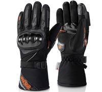 BORLENI Guantes Moto Invierno Hombre, Guantes de Moto Calientes con 3M Thinsulate, Impermeables Antiviento con Pantalla Táctil y Protección de Nudillos en Fibra de Carbono, Tallas Black-XXL