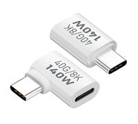 BORLTER CLAMP Adaptador USB C a USB C 140W PD, Curvatura Lateral 90 Grados con Transferencia de Datos 40Gbps, 8K@60Hz Compatible con MacBook, iPad, Thunderbolt 4/3 y Más, Paquete de 2