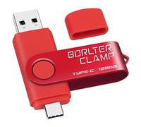BorlterClamp - Memoria USB tipo C 3.0 de 128 GB, doble puerto para teléfonos inteligentes Android, Samsung Galaxy S10/S9/S8/Note 9, LG, Huawei, tabletas y computadora (rojo)