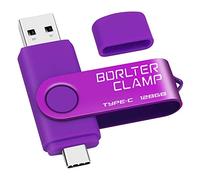 BorlterClamp - Memoria USB tipo C 3.0 de 128 GB, doble puerto para teléfonos inteligentes Android, Samsung Galaxy S10/S9/S8/Note 9, LG, Huawei, tabletas y computadora (morado)