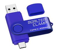 BorlterClamp - Memoria USB tipo C 3.0 de 256 GB, doble puerto para teléfonos inteligentes Android, Samsung Galaxy S10/S9/S8/Note 9, LG, Huawei, tabletas y computadora (azul)