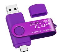 BorlterClamp - Memoria USB tipo C 3.0 de 512 GB, doble puerto para smartphones Android, Samsung Galaxy S10/S9/S8/Note 9, LG, Huawei, tabletas y computadora (morado)