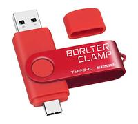BorlterClamp - Memoria USB tipo C 3.0 de 512 GB, doble puerto para teléfonos inteligentes Android, Samsung Galaxy S10/S9/S8/Note 9, LG, Huawei, tabletas y computadora (rojo)