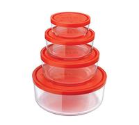 Bormioli 226018-S02 Gelo Box Caja de Almacenamiento con Tapa roja Transparente de Cristal Conjunto de 4