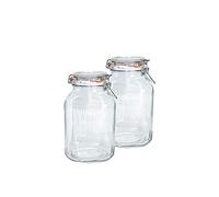 Bormioli Fido Clip Top Preserving Jars | 3 Litre Capacity | Airtight Preserving with Rubber Ring and Wire Clip Top | Pack of 2