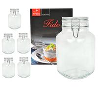 Bormioli Fido - Juego de 6 Frascos de Vidrio con Tapa (3,0 L, Cierre Hermético, Incluye Cuaderno de Recetas)