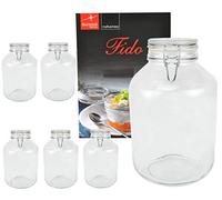 Bormioli Fido - Juego de 6 tarros (5,0 L, cierre hermético, incluye cuaderno de recetas)