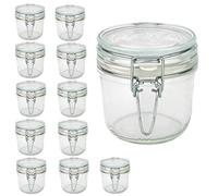 Bormioli Fido vasos con cierre de clip, 12 piezas, Capacidad 350 ml, aire Densidad konservierung por el Anillo de goma y el alambre cierre de clip