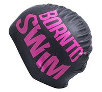 Bormioli nto Swim - Gorro de natación de Silicona para niños, Hombre, Mujer Jóvenes y Adultos Gorro de baño con tiburón Diseños, Todo el año, Unisex, Color Negro/Rosa, tamaño Medium
