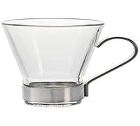 Bormioli Rocco 5165000 - Juego de 6 tazas de café Ypsilon de cristal con mango y base de acero inoxidable, 11 cl
