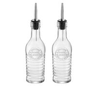 BORMIOLI ROCCO Botellas de cristal Officina 1825 - para aceite de oliva/vinagre - Boquilla vertedora de acero inoxidable - 268 ml - Lote de 2
