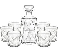 Bormioli Rocco Cassiopea 45009 - Juego de whisky (decantador con 6 vasos, set de regalo, capacidad de decantador de 1 litro, vasos de 330 ml, apto para lavavajillas)