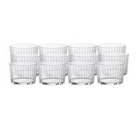 Bormioli Rocco Exclusiva - Vasos de ron de 7.2 onzas, juego de 12 vasos acanalados, para agua, cócteles y portavelas, cristalería decoración esencial, fabricado en Italia, apto para lavavajillas