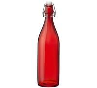 Bormioli Rocco Giara Swing Top Botella Roja 1 L - Botella ecológica de vidrio rojo para cordiales y conservas