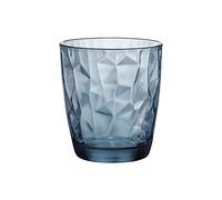 Set 3/6 Piezas Vasos Diamante 30,5 CL Vidrio Azul Elegante para Agua Y Bebidas