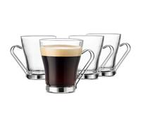 Bormioli Rocco Oslo Cappuccino Cup with Stainless Steel Handle, Set of 4, Gift Boxed by Bormioli Rocco