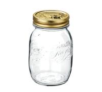 Bormioli Rocco Quattro Stagioni 79209 - Tarros de mermelada con tapa (12 unidades, 500 ml, cierre con tapa, tapa de 70 mm), color dorado