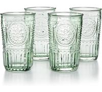 Bormioli Rocco Romántico juego de 4 vasos enfriadores, 16 onzas, cristal de colores, verde pastel, fabricado en Italia.