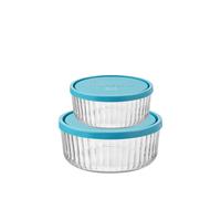 Bormioli Rocco Set De 2 Frigoverre De Vidrio Ondulado Con Tapa Cm. 12/15