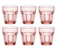 BORMIOLI ROCCO, set de 6 vasos Rockbar rocks en vidrio color rosa 27 cl - Diseño elegante y resistente