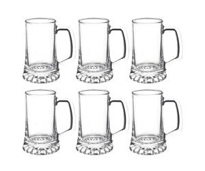 Bormioli Rocco Tazas de cerveza de vidrio Stern Tayard - Estilo alemán clásico Pale Ale Stein Tankard - 290ml - Borrar - Paquete de 6