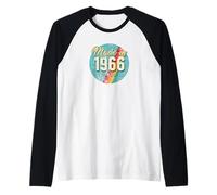 Born In 1966 Vintage 60th Birthday Retro Camiseta Manga Raglan