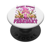 Born In February Birthday GNOME For Women Funny Princess PopSockets PopGrip Adhesivo