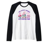 Born In June Bday Party Decor For Women Cute Birthday GNOME Camiseta Manga Raglan