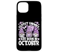 Born In October Design For Women Cute Purple Birthday Gnomes Carcasa para iPhone 15 Plus